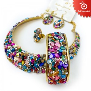 Baroque Colorful Stones Necklace & Earrings Set